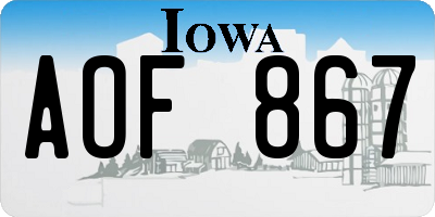 IA license plate AOF867