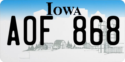 IA license plate AOF868