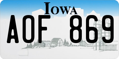 IA license plate AOF869