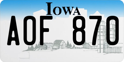 IA license plate AOF870
