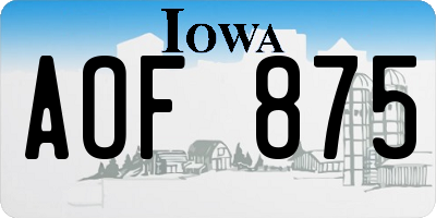 IA license plate AOF875
