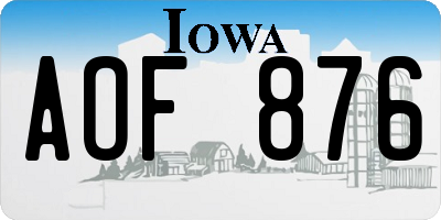IA license plate AOF876