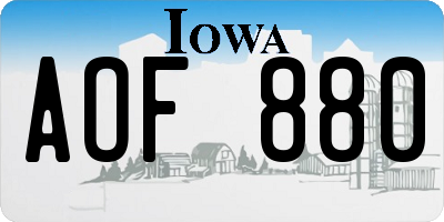IA license plate AOF880