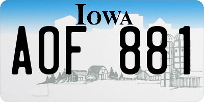 IA license plate AOF881