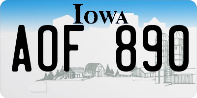 IA license plate AOF890