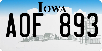 IA license plate AOF893