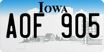 IA license plate AOF905