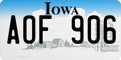 IA license plate AOF906