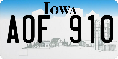 IA license plate AOF910