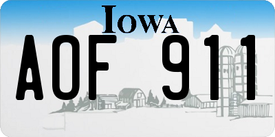 IA license plate AOF911