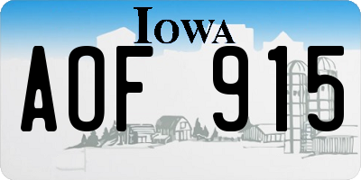 IA license plate AOF915