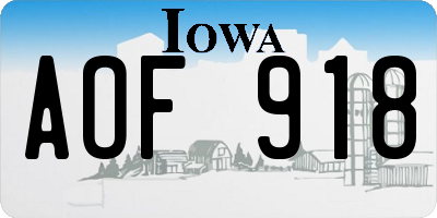 IA license plate AOF918