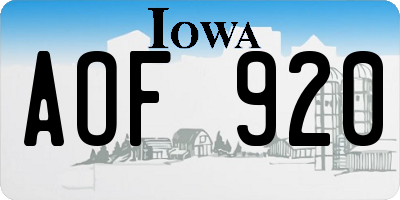 IA license plate AOF920