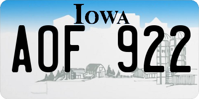 IA license plate AOF922