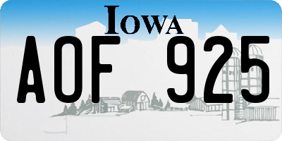 IA license plate AOF925