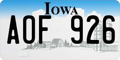 IA license plate AOF926