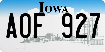 IA license plate AOF927