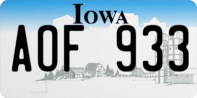 IA license plate AOF933