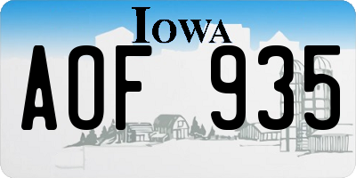 IA license plate AOF935