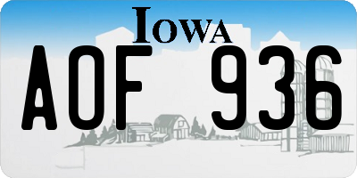 IA license plate AOF936