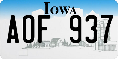 IA license plate AOF937