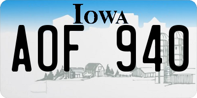 IA license plate AOF940