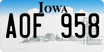 IA license plate AOF958