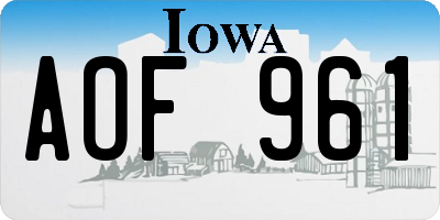 IA license plate AOF961