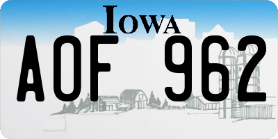 IA license plate AOF962