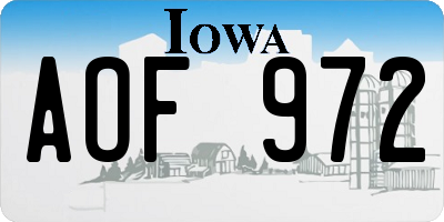 IA license plate AOF972