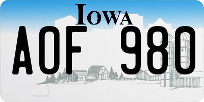IA license plate AOF980