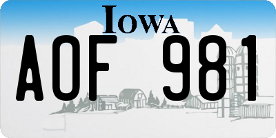 IA license plate AOF981
