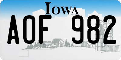 IA license plate AOF982