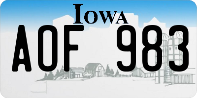 IA license plate AOF983