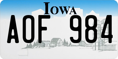 IA license plate AOF984