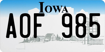 IA license plate AOF985