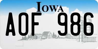 IA license plate AOF986
