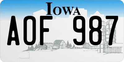 IA license plate AOF987