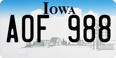 IA license plate AOF988