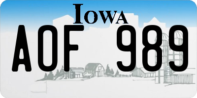 IA license plate AOF989