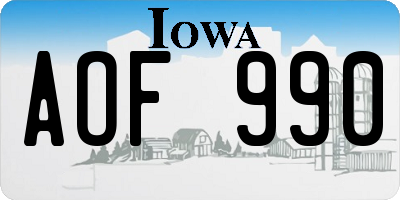 IA license plate AOF990