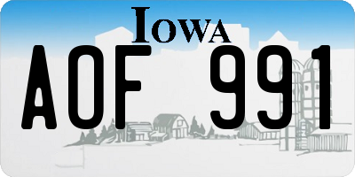 IA license plate AOF991