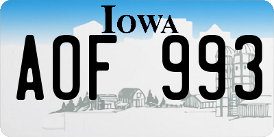 IA license plate AOF993