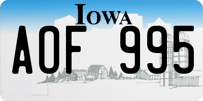 IA license plate AOF995