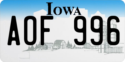 IA license plate AOF996