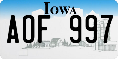 IA license plate AOF997