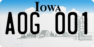 IA license plate AOG001