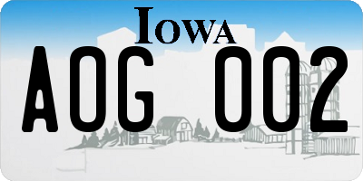 IA license plate AOG002