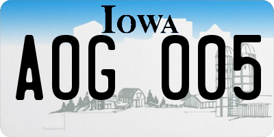 IA license plate AOG005