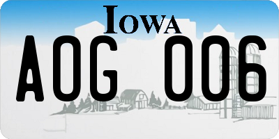 IA license plate AOG006